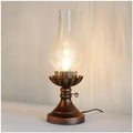 Vintage American Village Style Desk Light Industiral Table Llight with Glass Lampshade Old Style Kerosene Lamp Table Lamp Wrought Iron Metal Farmhouse Nightstand Lamps(Clear) by MECOLA