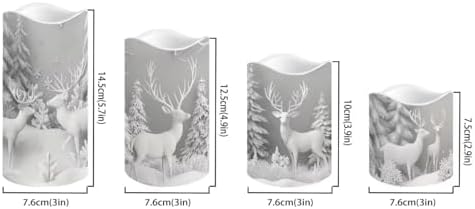 Flameless Pillar Candles with Remote and Color Changing Christmas Decorations for Home Fake Battery Operated Candle Electric LED Lights Candles for Home Kitchen Deer Snow - Image 2