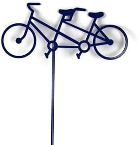 Hobby and Leisure Style Rustic or Powder Coated Metal Garden Stake or Stand (Tandem Bicycle 23" Tall Including Stake, Blue) by Handmade