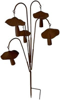 Mushroom Garden Rain Bell Stake, 30 Inch Brown Metal Sculpture by Things2Die4