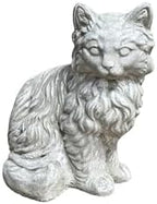 Solid Rock Stoneworks Furry Cat Concrete Garden Statue, 11 Inches Tall, Memorial by SolidRockStoneworksLLC