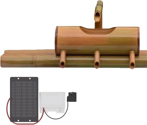 Solar Bamboo Fountain Decor, Creative Ornaments with Ceramic Monk 4 Water Outlets for Indoor Backyard Lawn,50in by Unknown