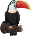 Toucan Tree Decor, Hand-Painted Resin Tropical Bird Statue, Weatherproof Outdoor Sculpture for Garden Fence Patio Yard (red) by HAMAPI