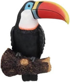 Toucan Tree Decor, Hand-Painted Resin Tropical Bird Statue, Weatherproof Outdoor Sculpture for Garden Fence Patio Yard (red) by HAMAPI