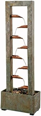 Kenroy Home 51008LGSLCOP Spillway Floor Fountain with Slate and Copper Finish, Rustic Style, 47.75" Height, 15.75" Width, 8" Depth by KenroyHome