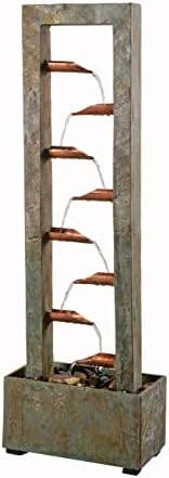 Kenroy Home 51008LGSLCOP Spillway Floor Fountain with Slate and Copper Finish, Rustic Style, 47.75" Height, 15.75" Width, 8" Depth by KenroyHome