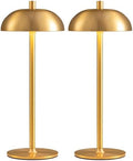 12" Cordless Table Lamps Set of 2, Gold Modern Portable Desk Lamp by NEWSEE