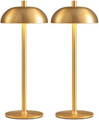 12" Cordless Table Lamps Set of 2, Gold Modern Portable Desk Lamp by NEWSEE