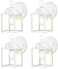 Outdoor Wall Light Fixture, Metal Glass, White, 4 Pack by KumtinSmart