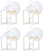 Outdoor Wall Light Fixture, Metal Glass, White, 4 Pack by KumtinSmart
