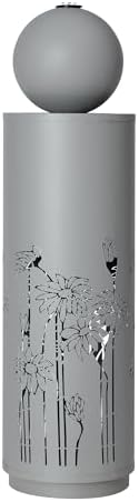 Merax 34.25" H Light Gray Metal Cutout Outdoor Water Fountain with LED Lights, Modern Freestanding Sphere-Top Water Feature for Patio Garden Backyard Decor - Image 4