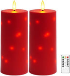 kakoya 10" x 4" Large Outdoor Waterproof Flickering Flameless Candles with Timer,2Pcs Battery Operated LED Pillar Candles with Embedded Star String for Outdoor Lanterns,Porch,Patio Decor(red) by FLAMELESSCANDLES