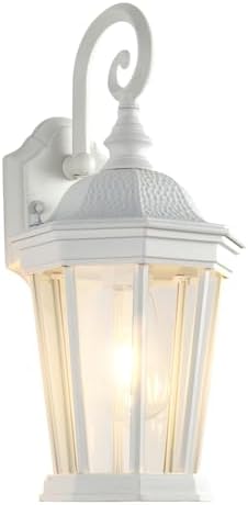 Outdoor Wall Lantern, Waterproof Exterior Wall Light Fixtures, Outdoor Porch Light Fixtures Wall Mount in White Finish with Clear Glass, Aluminum Alloy, 60W by SmeikeLighting