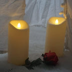 Large Outdoor Battery Flameless Pillar Candles Remote Timer 4”x8” 2Pack - Image 3