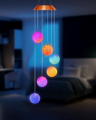 Suzile 4 Pcs Color Changing Solar Wind Chimes, Ball - Image 3