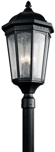 Kichler Courtyard Outdoor Post Light, Textured Black - Image 4