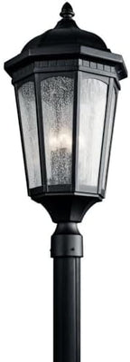Kichler Courtyard Outdoor Post Light, Textured Black - Image 4