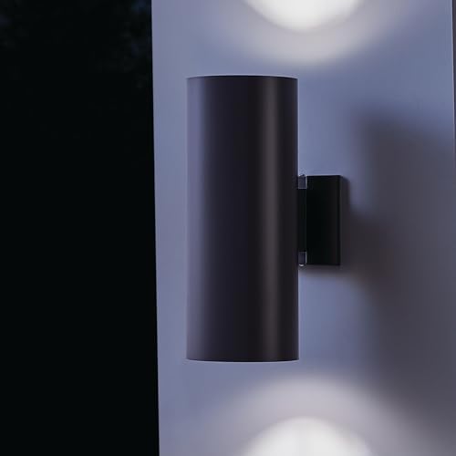 Kichler Cylinders 15" 2-Light Outdoor Cylinder Wall Sconce in Architectural Bronze, (15" H x 5.75 W), 9246AZ - Image 3