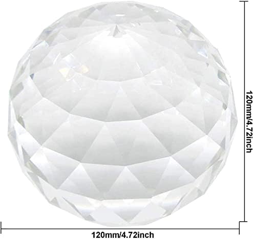 Clear Glass Crystal Ball Prism Suncatcher Rainbow Maker, Sphere Faceted Gazing Ball for Window, Feng Shui, Home Office Garden Decoration (120mm/4.72inch) - Image 4