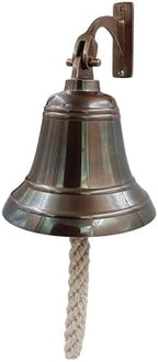 Solid Brass Wall Mounted Ship Hanging Antique Brass Bell for Reception, School, Outdoor, Indoor, Dinner & Chruch - 6 Inch by The Metal Magician by The+Metal+Magician