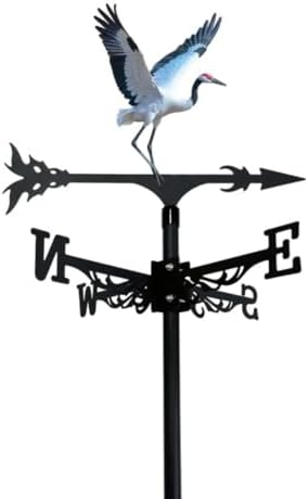 Metal Iron Art Rooster Weathervanes Rooftop Villa Wind Direction Indicator Vintage Fits Peacock Weather Vanes for Sheds Yard Pavilion (Red-Crowned Crane C) by Unknown
