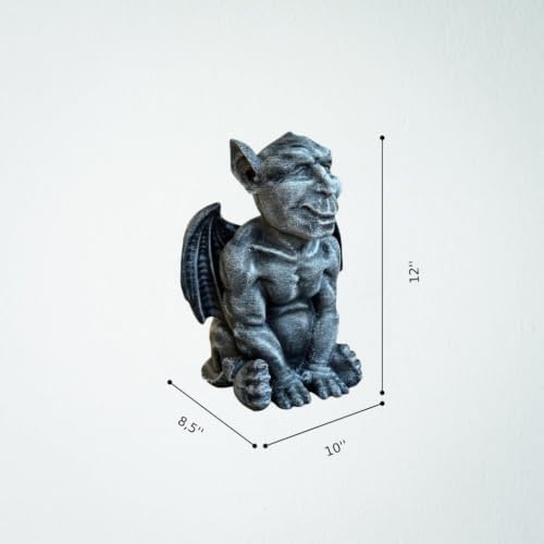 OLOMA Gothic Winged Gargoyle Concrete Statue Garden Outdoor Fantasy Decor Mythical Beast Rustic Sculpture Medieval Mythical Lawn Yard Patio Halloween Ornament Weather Proof Fantasy Accent Gift - Image 7