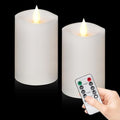 3"x5" Flickering Flameless Candles with Remote Timer- Set of 2 Real Wax White Pillar LED Candles for Indoor/Outdoor Fireplace & Home Decor, Battery Operated with 600+ Hours Flickering (3" Diameter) by WOOCODOWE