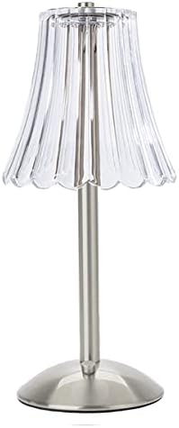 HEQET Cordless Table Lamps for Home,Table,Dining Room, Gold Rechargeable Lamps, USB Charge 12'' Tall LED Brass Portable Outdoor Indoor Table Lamp with Built-in Dimmer (Silver-Flower) by HEQET