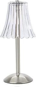 HEQET Cordless Table Lamps for Home,Table,Dining Room, Gold Rechargeable Lamps, USB Charge 12'' Tall LED Brass Portable Outdoor Indoor Table Lamp with Built-in Dimmer (Silver-Flower) by HEQET