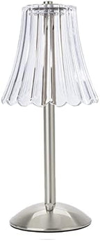 HEQET Cordless Table Lamps for Home,Table,Dining Room, Gold Rechargeable Lamps, USB Charge 12'' Tall LED Brass Portable Outdoor Indoor Table Lamp with Built-in Dimmer (Silver-Flower) by HEQET