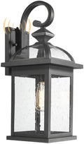 Darkaway Dusk to Dawn Outdoor Lights Fixture Wall Mount,Large 22inch Exterior Wall Light with Seeded Glass Waterproof Black Outside Wall Sconce for House Porch Hallway Garage by Darkaway