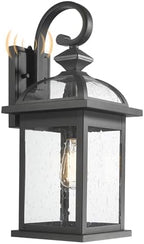 Darkaway Dusk to Dawn Outdoor Lights Fixture Wall Mount,Large 22inch Exterior Wall Light with Seeded Glass Waterproof Black Outside Wall Sconce for House Porch Hallway Garage by Darkaway
