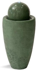 XBrand 25.98" H Green Round Stone Indoor/Outdoor Modern Sphere Water Fountain with LED Lights – Ball Bubbling Fountain Décor for Garden, Patio, Or Tabletop by XBrandHomeGarden