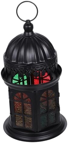 Moroccan Style Candle Lantern Black Tinplate Xmas Halloween Decor by UPKOCH