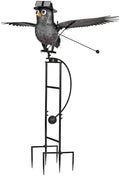 Kinetic Owl Garden Stake 81" Metal Rocker Bird Deterrent by DEMAGNNIE