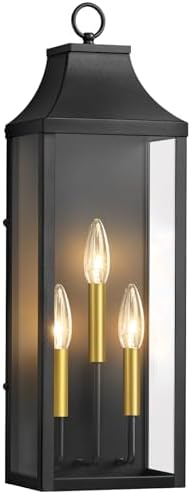 24" Extra Large Outdoor Wall Light, Black Outside Porch Light Fixture - Image 2