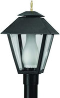 Solus Colonial with Glass Chimney Outdoor Post Top Light – SPC112 Fixture with LED Bulb, Fits 3" Pole, Clear Acrylic Shade, Black or White, Made in USA, Non-Corrosive, (Black, Warm White (3000K)) by Solus
