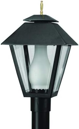 Solus Colonial with Glass Chimney Outdoor Post Top Light – SPC112 Fixture with LED Bulb, Fits 3" Pole, Clear Acrylic Shade, Black or White, Made in USA, Non-Corrosive, (Black, Warm White (3000K)) by Solus