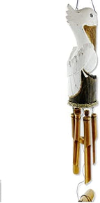 Pelican Windchime - Hand Carved Wood and Bamboo - Coastal Nautical Patio Décor Outdoor Wind Chime - Image 4