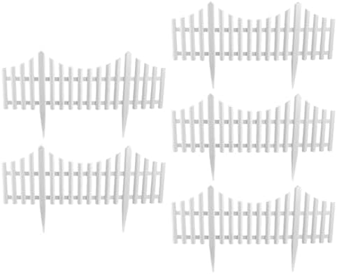 DOITOOL Flexible White Picket Fence Garden Border, 5 Pcs Decorative Landscape Edging Fences, Grass Lawn Flowerbeds Plant Borders, White (Overall Length 120 Inches) by DOITOOL