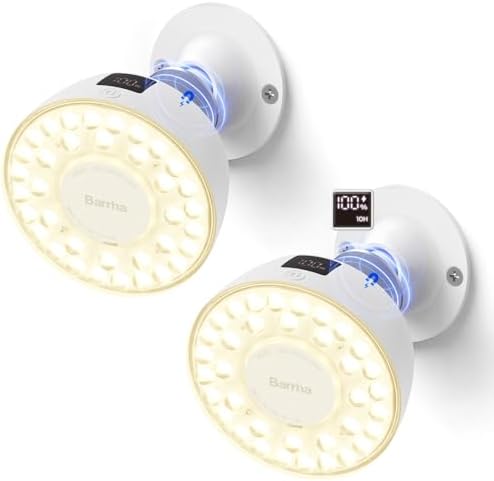 Barrina OG03C Rechargeable Puck Grow Light, 5200mAh, 4000K, 2 Packs, White by Barrina