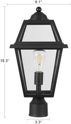 Large Outdoor Post Light Fixture, Colonial Exterior Pillar Lantern with Black Finish & Clear Glass, Vintage Pier Mount Pole Light Lamp for Garden, Backyard, Courtyard, Patio, Pathway, Walkway - Image 4