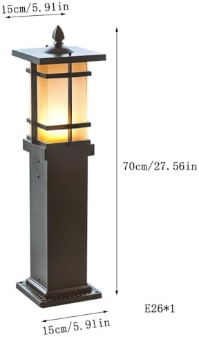 MADISH Outdoor Landscape Path Light Modern Black Waterproof Bollard Light Outside Housing Pathway Light Aluminum Walkway Lighting Hardwired E26 Sideway Post Pole Lighting Patio Porch Exterior Lawn Flo - Image 7