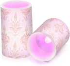 Fleur-de-lis Rose Gold Retro Realistic flameless Led Candles Flickering Electronic Lights Flickering Led for Bedroom Battery Operated Pillar 2-Piecing Set - Image 2