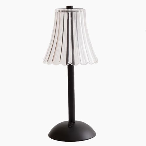 HEQET Cordless Table Lamps for Home,Table,Dining Room, Gold Rechargeable Lamps, USB Charge 12'' Tall LED Brass Portable Outdoor Indoor Table Lamp with Built-in Dimmer (Black-White) by HEQET