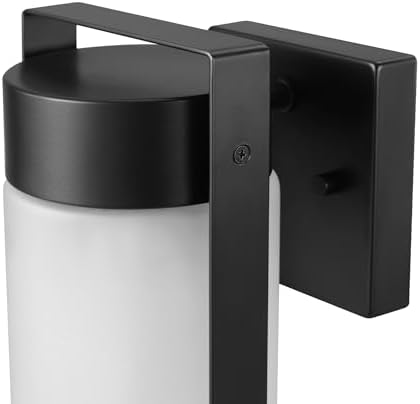 Globe Electric 60000165 1-Light Outdoor Wall Sconce, Matte Black, Frosted Glass - Image 5