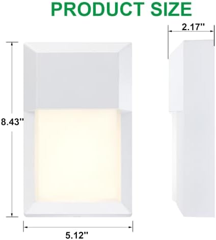 LIT-PaTH Outdoor Wall Light Fixture, Aluminum, LED 3000K, White, 1 Pack - Image 4