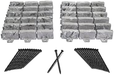 EasyFlex No-Dig Landscape Edging with Anchoring Spikes, 2.7 in Tall Decorative Stone-Look Garden Border, Foot Kit, Slate Gray, 15 Foot (Pack of 6) by EasyFlexLandscapeProducts