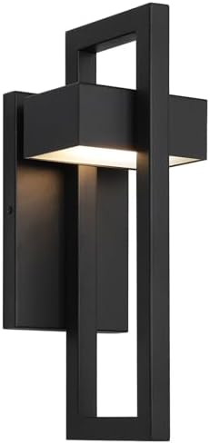 LamQee Outdoor Wall Lights Modern Exterior Lighting Fixtures, 3000K Integrated LED Outdoor Wall Sconce Lighting, Matte Black Outside Wall Mount Lights for House Front Door Porch Garage Patio 1 Pack by LamQeeLights