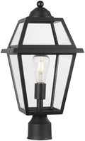 Large Outdoor Post Light Fixture, Colonial Exterior Pillar Lantern with Black Finish & Clear Glass, Vintage Pier Mount Pole Light Lamp for Garden, Backyard, Courtyard, Patio, Pathway, Walkway by Diyel